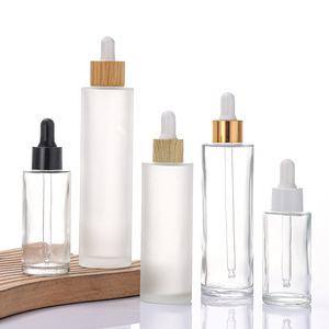 Custom Empty Cosmetic Packaging Eye Drops and Essential Oil Cylinder Transparent Glass Dropper Bottles 100ml Skincare <strong>Essence</strong> - Product Image 2