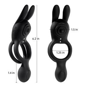 Anillo vibratorio doble anillo de bloqueo para parejas compartir con conejo anillo vibratorio resonancia hombre y mujer compartir juguetes para adultos - Product Image 4