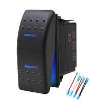 Interrupteur à bascule momentané marche/arrêt/marche étanche 12V/20A 24V/10A 7 broches DPDT avec LED bleue pour bateau marin, voiture, camion, caravane