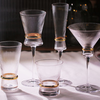 Tasses en verre créatives OEM décoration en gros avec ensemble de tasses à vin de fête or tasses