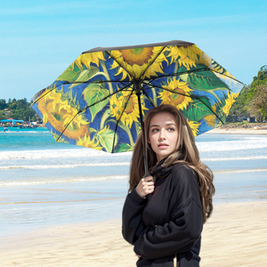 Wholesale 3 Folding <b>Umbrella</b> 8-Rib Sturdy Stick <b>Umbrella</b> with Ergonomic Handle for School and Office Use - Product Image 4