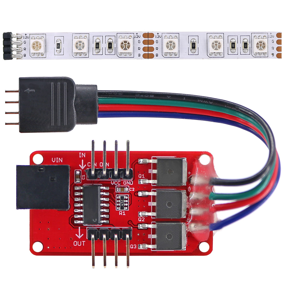 Tam renkli RGB LED şerit sürücü modülü w/ DC Jack + 10cm RGB LED