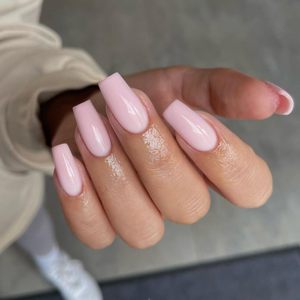<span class=keywords><strong>Uñas</strong></span> Postizas Acrílicas <span class=keywords><strong>Rosa</strong></span> Polvoriento, Cobertura Completa, Punta Cuadrada Gruesa y Brillante, Estilo Ataúd, 24 Piezas - Product Image 2
