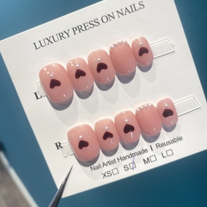 Uñas Postizas en Oferta, Forma Ataúd, Bailarina, Ovaladas, con Diamantes Brillantes, Uñas Artificiales Hechas a Mano, Precio al por Mayor - Product Image 6