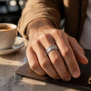 Anillo Giratorio con Diseño <span class=keywords><strong>Griego</strong></span>, Estilo Antiguo, Vintage, Retro, para Parejas, Unisex, Joyería para Bodas, Directo de Fábrica JLM - Product Image 5