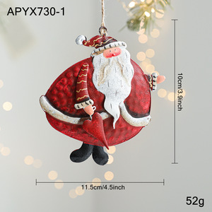 Ciondolo Babbo Natale in ferro, rosso, colorato, decorazione per albero di Natale retrò e invecchiata, oggetto decorativo. - Product Image 1