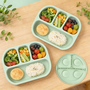 Assiettes en silicone de qualité alimentaire pour bébés et tout-petits, design divisé, sans BPA, écologiques, réutilisables, assiette à dîner pour tout-petits, best-seller - Product Image 1