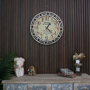 50*50cm cổ Vogue ký hợp đồng Đồng hồ treo tường cổ điển độc đáo mộc mạc Vòng đồng hồ treo tường nghệ thuật cho phòng khách - Product Image 5
