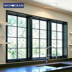 Fenêtres à battants RICHOCEAN en aluminium à double vitrage <span class=keywords><strong>pour</strong></span> l'extérieur, style grille française, avec manivelle, en vente - Product Image 1