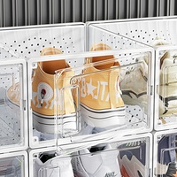 Boîte de rangement pour chaussures en plastique transparent acrylique, géante, empilable, pliable, de forme rectangulaire, en matériau PP pour l'organisation des chaussures