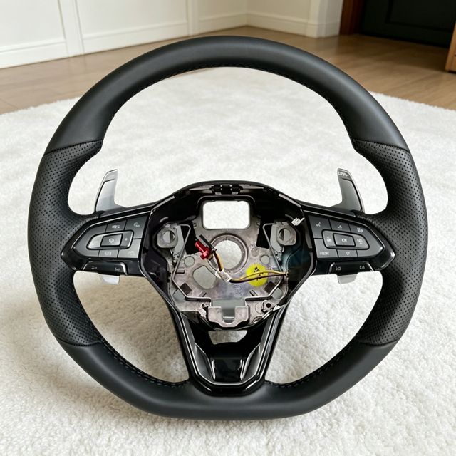 For Volkswagen Golf 5 6 7 R MK6 MK7 MK8 Jetta Passat B8 GTI GTR Sports Real Leather Car Steering Wheel Suitable