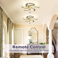 Lustre en cristal moderne à 5 bras encastré LED plafonnier en cristal avec télécommande 6000K interrupteur pour salle à manger