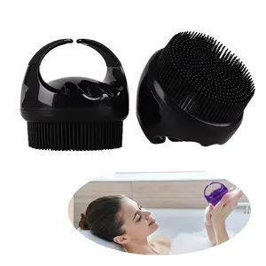 Black Silicone Bath Brush With Soft Teeth Children Adult Massage Body Shower Brush Easy To Foam