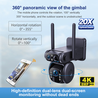20x Optical Zoom Ubox APP 4MP Dual Lens CCTV Camera Waterproof Outdoor Solar Ptz Night Vision 4G Sim Card Security Wifi Ip CCTV