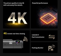 Caméra embarquée 4G GPS 4K WiFi Vision Nocturne Avant Arrière 150° Angle Large Enregistreur DVR Universel Boîte Noire pour Voiture Rétroviseur Véhicule