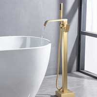 Robinet de sol vertical en cuivre et céramique, encastré, chaud et froid, pour baignoire, style chinois moderne, électroplaqué, directement de l'usine