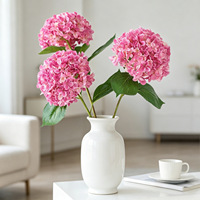 2026 Penjualan Terlaris Gaya Eropa Bunga Sutra 66cm Bunga Artifisial Tangkai Tunggal Hydrangea Putih Besar Dengan Daun Dekorasi Pernikahan