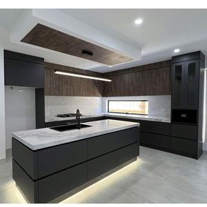 Guangdong Furniture Blue <strong>Kitchen</strong> <strong>Cabinets</strong> Perabot Dapur <strong>Kitchen</strong> <strong>Cabinets</strong> With <strong>Clean</strong> Handle-Less Look
