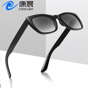 Lunettes de soleil œil de chat Conchen, monture noire en PC, protection UV400, unisexe, pour la pêche, les voyages, la conduite, la mode - Product Image 1