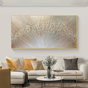 Pintura al Óleo Abstracta Grande con Textura Dorada sobre Lienzo, Pintura Acrílica Moderna Minimalista Hecha a Mano para Decoración de Pared de Sala de Estar - Product Image 3