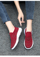 Chaussures de marche légères et respirantes à semelle épaisse antidérapante avec empeigne en tricot tendance pour femmes, style mocassins chaussettes, printemps-été