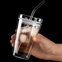 Nouvelle tasse portable en verre borosilicate de 550 ml avec poignée, couleur macaron, pour cadeau promotionnel