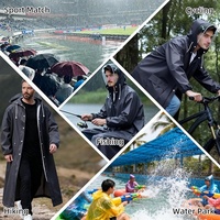 Regenmantel für Erwachsene, wiederverwendbarer PU-Poncho mit Kapuze, wasserdichter langer Regenmantel für Männer und Frauen, Outdoor-Camping