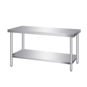 Stainless Steel Double Layer <b>Worktable</b> 304 Grade Restaurant Kitchen Bench Commercial Use - Product Image 2