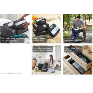 กระเป๋าเดินทางสำหรับใส่สัมภาระ ชุด 8 ชิ้น พร้อมถุงซักผ้า ชุดจัดเก็บสัมภาระเดินทาง 8 ชิ้น - Product Image 6