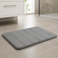 Tapis de bain en mousse à mémoire de forme rayé super absorbant et antidérapant, séchage rapide, lavable en machine, écologique, résistant à l'eau, velours doux