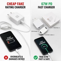 67W Pengisi Daya Ponsel USB Cepat untuk Ponsel dengan Kabel USB-A ke USB-C Colokan US EU UK Putih OEM Dapat Disesuaikan Grosir