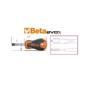 BETA - 012011106 Evox extra-short chrome-plated <b>screwdrivers</b> for slotted head screws with black tips (multi-pack) <b>SCREWDRIVERS</b> - Product Image 2