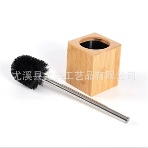 Bamboo toilet brush cleaning brush, long handle, toilet cleaning brush, bathroom toilet brush <b>set</b> - Product Image 4