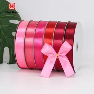 Venta al por mayor cinta de lazo 100% poliéster cinta de manchas aceptar impresión personalizada cinta de satén para envolver regalos