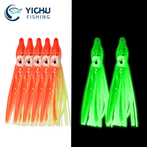 5 calamari pz/borsa bagliore per la pesca di gomma morbida Hoochies polpo calamaro gonna esca <span class=keywords><strong>acqua</strong></span> di mare per il tonno spigola - Product Image 1