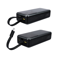 Batterie externe 20000mAh 45W avec câble intégré, charge rapide, chargeur portable avec écran numérique pour iPhone 15 16 17 Pro