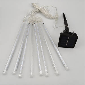 Bande lumineuse LED <span class=keywords><strong>solaire</strong></span> effet pluie de météores 30cm 50cm 80cm, lumières décoratives RGB pour extérieur, paysage, fêtes et arbres - Product Image 4