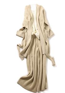 Cárdigan de Cachemira bordado para Otoño e Invierno 100%, cárdigan de Cachemira pura para mujer, suéter, abrigo, bata con cinturón - Product Image 5