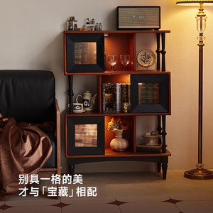 My Nest Muse Bookshelf <b>Solid</b> <b>Wood</b> Floor Standing With Doors Living Room Storage Cabinet - Product Image 2