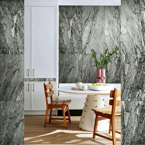 Panneau mural en marbre veiné gris, écologique, imperméable, revêtement mural décoratif en pierre, carrelage mural pour salon, villa - Product Image 1