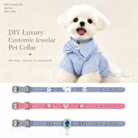 Collier en cuir DIY avec bijoux pour animaux de compagnie, collier de luxe pour chats et chiens, accessoires en perles en forme de cœur détachables