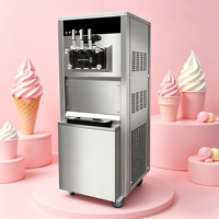 Machine à glace molle de comptoir en acier inoxydable, portable, avec 3 leviers