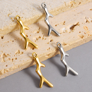 Pendentif branche de corail en acier inoxydable 304, breloque branche d'arbre plaquée or 18 carats pour la fabrication de bijoux DIY (colliers, bracelets) - Product Image 2