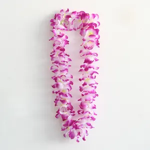 שדרוג גרסה מכירה לוהטת סגול משי פרח זר הוואי ליי מסיבת פסטיבל אספקת זר מלאכותי