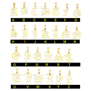 26 English Alphabet Necklace Gothic Style Stainless Steel Fashion Pendant Student Girlfriends Lovers Name Keychain