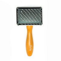Brosse à poils pour animaux de compagnie Baoli OEM 65x125MM avec manche en bois, brosse à poils lisses en acier inoxydable avec picots pour masser les poils, brosse à poils lisses pour animaux de compagnie