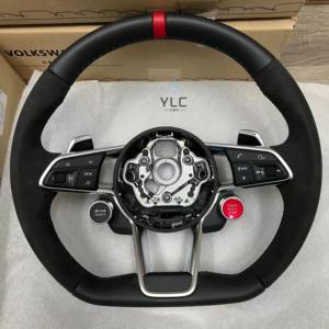Volant en cuir pleine fleur <span class=keywords><strong>S</strong></span>-<span class=keywords><strong>Line</strong></span> avec bouton de démarrage YLC pour <span class=keywords><strong>Audi</strong></span> R8 TTRS C6 C7 S7 S4 A4 B8 RS3 SQ5 S5 B9 A6 C8 A3 <span class=keywords><strong>2018</strong></span> - Product Image 2