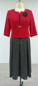 Dot Printed A-line Casual Dresses African Office Ladies Casual Wear - Product Image 3