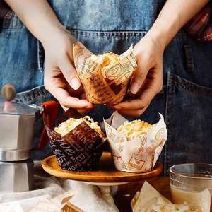 Doublures jetables de <span class=keywords><strong>cupcake</strong></span> tulipe blanche brune 40gsm tasses de cuisson en papier double face pour la cuisson des pâtisseries utiliser l'industrie alimentaire du pain - Product Image 2