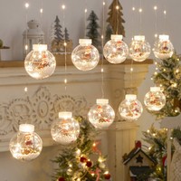 Weihnachten 2026 LED-Lichtkugel Weihnachtsbaum Heim-Party Fensterdekoration Cartoon Leuchtende Goldene Schneeflocke Wunschkugel